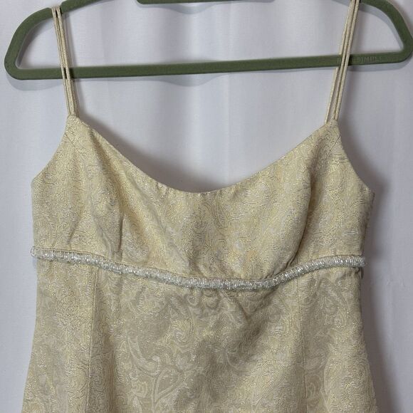 Vintage Badgley Mischka 90's Y2K Cocktail Dress Cream White Gold Brocade Size 6 - Picture 2 of 10